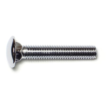 Midwest Fastener Carriage Bolt, Square Neck, 14 (Coarse), 2-1/2 in L, Steel, Chrome, 5 PK 74152